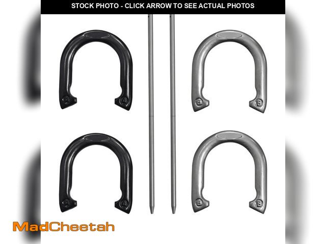 Lot 74-12859153 - Solid Iron Horseshoes, Outdoor Tossing Game, 4 Piece Count, for All Ages, by MinnARK - UNUSED