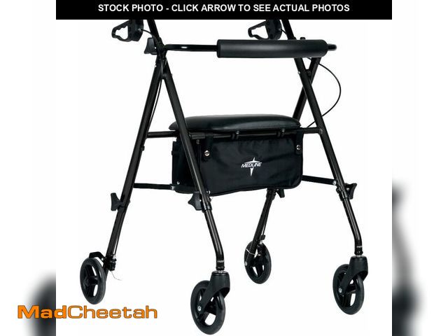 Lot 74-13382436 - Medline Superlight Aluminum Rollator, Black - Ultra-Lightweight, Foldable &amp; Durable Mobility Wal...