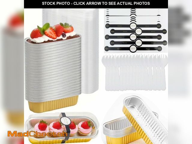 Lot 74-14149674 - LEFIMOT 100 Pack Mini Loaf Pans with Lids and Spoons Sealing Sticker, 6.8oz Mini Cake Pans for Bakin...