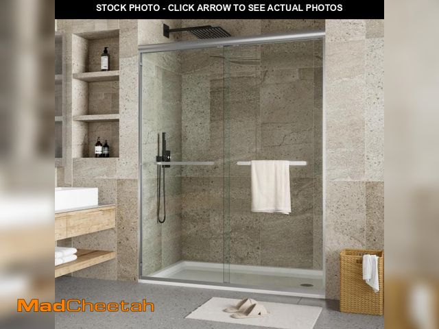 Lot 74-12430781 - Shower Door, Frameless Shower Door 44-48" W x 72" H, Double Sliding Glass with 1/4'' (6mm) Clear Tem...