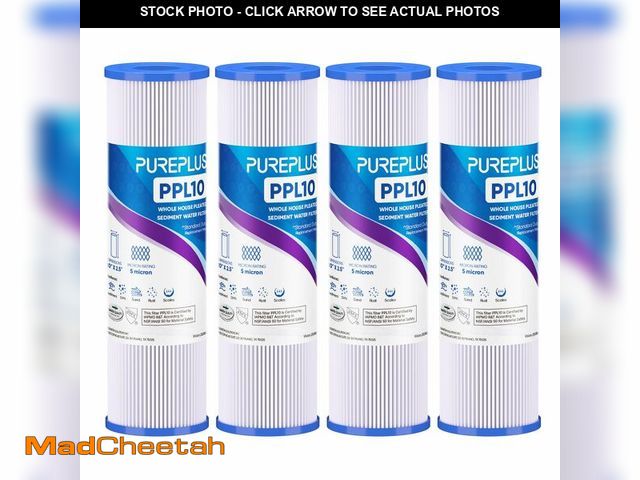Lot 74-14301347 - PUREPLUS 5 Micron 10"x2.5" Whole House Pleated Sediment Filter for Well Water, Replacement Cartridge...