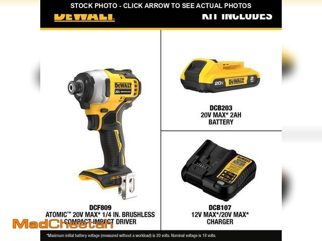 Lot 74-14606311 - DEWALT Atomic 20V Max Lithium-Ion Brushless Cordless Compact 1/4 in. Impact Driver Kit with 2.0Ah Ba...