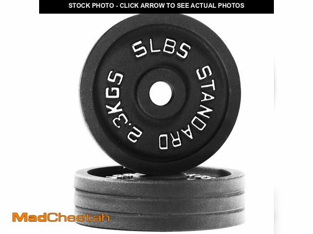 Lot 74-13788154 - (MISSING 2 PLATES) Fitvids 1 Inch Standard Weight Plates, 2x 5 LB Plates for Home Gym Strength Train...