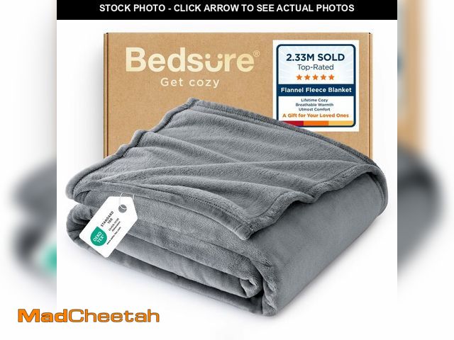 Lot 74-12698683 - Bedsure GentleSoft Fleece Blanket Twin Size Grey - 300GSM Lightweight Plush Fuzzy Cozy Soft Warm Bla...