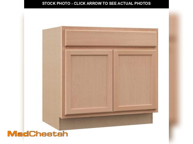 Lot 74-13769854 - Hampton Bay Recessed Panel 36 in. W x 24 in. D x 34.5 in. H Assembled Sink Base Kitchen Cabinet in U...