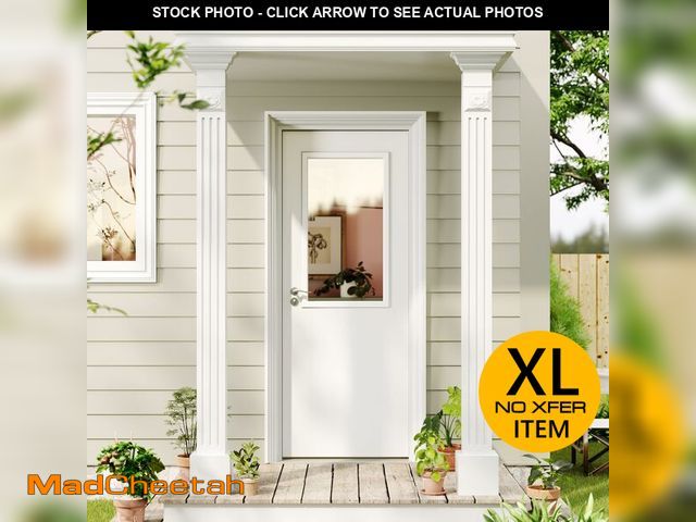 Lot 74-12911299 - Lakenyon Entry Doors, 30" x 80", 1-Panel Clear Glass Front Door, Solid Wood &amp; MDF Exterior Doors...