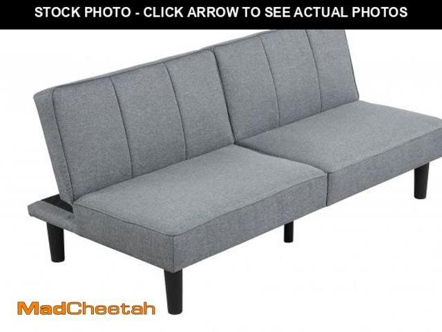 Lot 74-12406343 - Mainstays 66" Studio Futon, Gray Linen Upholstery - UNUSED