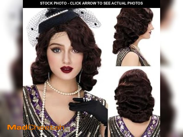 Lot 74-12125735 - Amnenl Brown 1920s Wig for Women Long Finger Wave Vintage Wigs Lady Synthetic Cosplay Costume Wig - ...