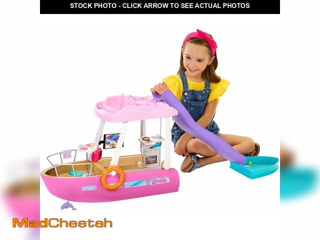 Lot 74-14348516 - Barbie Boat with Pool and Slide, Dream Boat Playset Includes 20+ Pieces Like Dolphin and Accessories...
