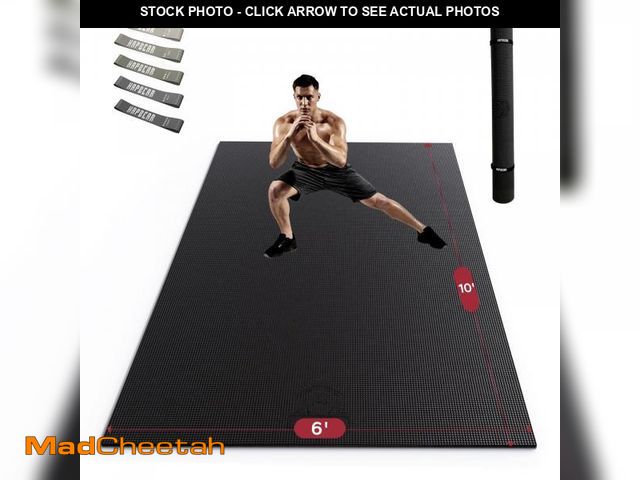 Lot 74-12102024 - HAPBEAR Extra Large Exercise Mat-10'x6'x8mm(1/3 inch), Non-Slip, Ultra Durable, Thick Workout Mats f...