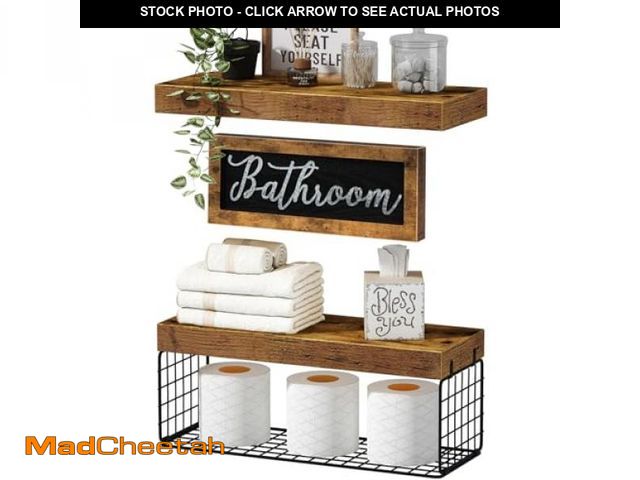 Lot 74-11555644 - QEEIG ?Bathroom Shelves Over Toilet - Paper Storage Wall Mounted Farmhouse Decor Decorations Aesthet...