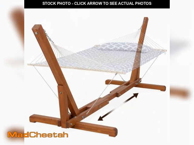 Lot 74-12413174 - Atesun Adjustable 12 ft. Wooden Hammock Stand Only - UNUSED