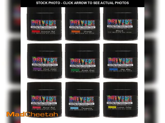 Lot 74-14215098 - WELYEME Tie Dye Powder Bulk, 9 Pack Fabric Dye Set for Clothes, Cold Water Tie-Dye Kit - USED