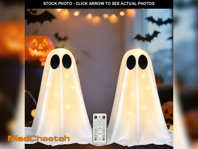 Lot 74-12972874 - Halloween Decorations,2 Packs Spooky Ghosts with String Lights,Lighted Spooky Ghost Decor for Home O...