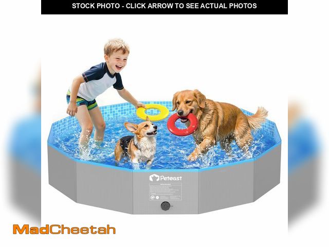 Lot 74-13964293 - Peteast Foldable Dog Pool with Sturdy Round Design, Extra Large Portable Pet Bathtub, Durable 64" Di...