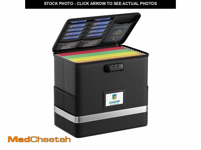 Lot 74-13577003 - ZOOPIP Fireproof File Box with Lock, Document Box Storage Organizer, Suitable for Hanging File Folde...