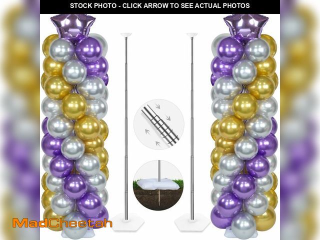 Lot 74-14215452 - YALLOVE Balloon Column Stand Kit, Sets of 2 Telescoping Balloon Stand, Height Adjustable Balloon Tow...