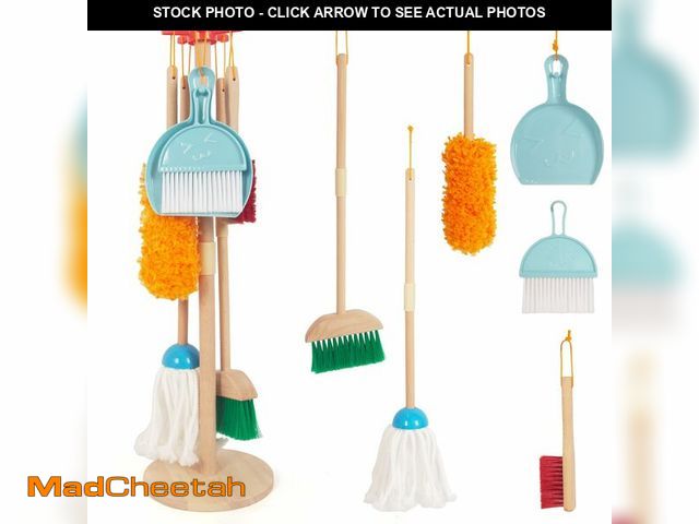 Lot 74-13571011 - Kids Cleaning Set, Housekeeping Play Set Includes Broom Mop Duster Dustpan Brushes Rag and Organizin...