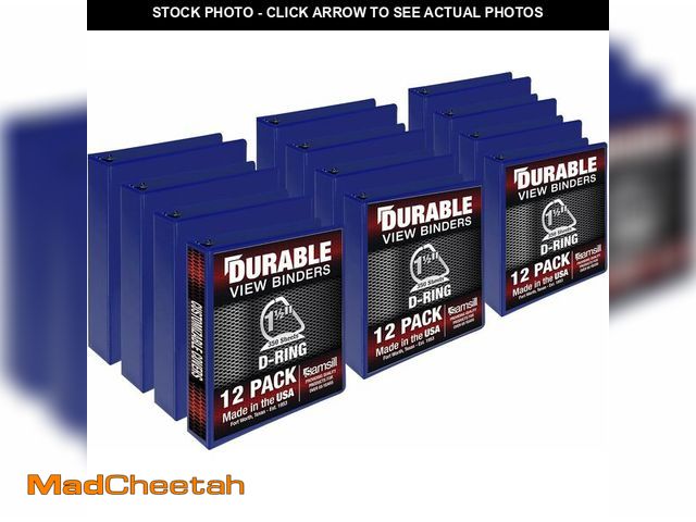 Lot 74-12829182 - Samsill Durable 1.5 inch 3 Ring Binder, Made in USA, D Ring Binder, FSC 100% Recycled Chipboard, Blu...