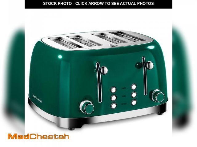 Lot 74-12312390 - Roter Mond 4 Slice Toaster Retro Stainless Steel with Bagel Defrost Cancel Function, 6 Browning Sett...