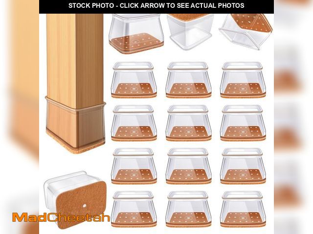 Lot 74-11545350 - 24 Pcs Chair Leg Floor Protectors for Hardwood Floors Rectangle Silicone Covers to Protect Wood Tile...