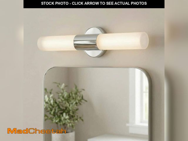 Lot 74-14283139 - DSI LIGHTING Astra 22 in. Chrome Integrated LED Vanity Light Bar with Etched Ribbed Glass Shade - UN...
