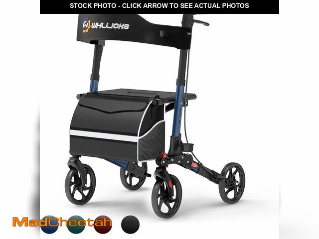 Lot 74-12664604 - Rollator Walkers for Seniors with Seat, No Assembly Foldable 8" Non-Slip Big Wheels All Terrain Ligh...