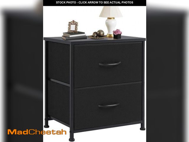 Lot 74-12510124 - DUMOS Nightstand Small Dresser with 2 Fabric Drawers Side Tables Bedroom End Table Bedside Storage F...
