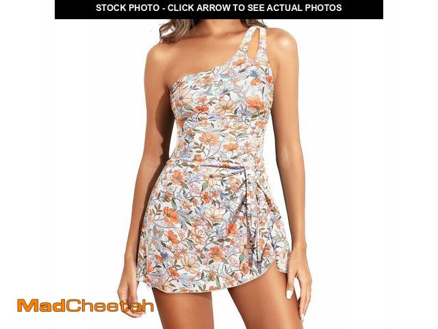 Lot 74-14051348 - One Piece Swim Dress - Women One Shoulder Tummy Control Swimsuit with Skirt 2025 Skirted Bathing Sui...