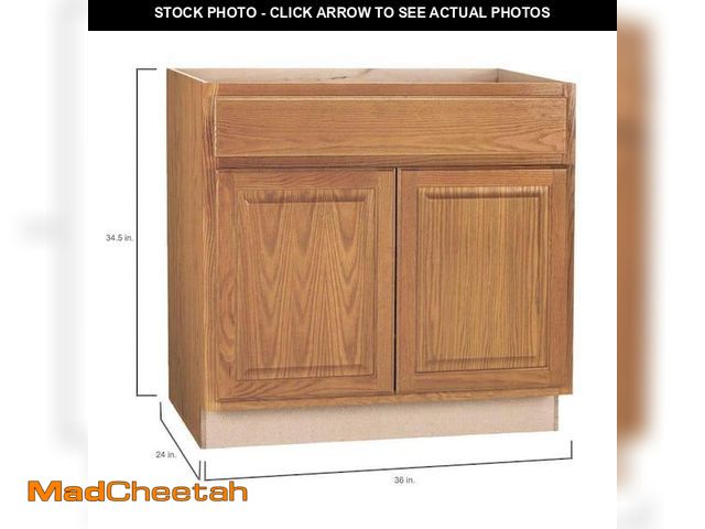 Lot 74-12529984 - Hampton Bay Hampton 36 in. W x 24 in. D x 34.5 in. H Assembled Base Kitchen Cabinet in Medium Oak wi...