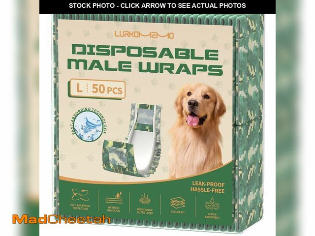Lot 74-13471308 - Dog Diapers Male, 50 Count Large Adjustable Male Dog Diapers Disposable, Dog Belly Band, Male Dog Wr...
