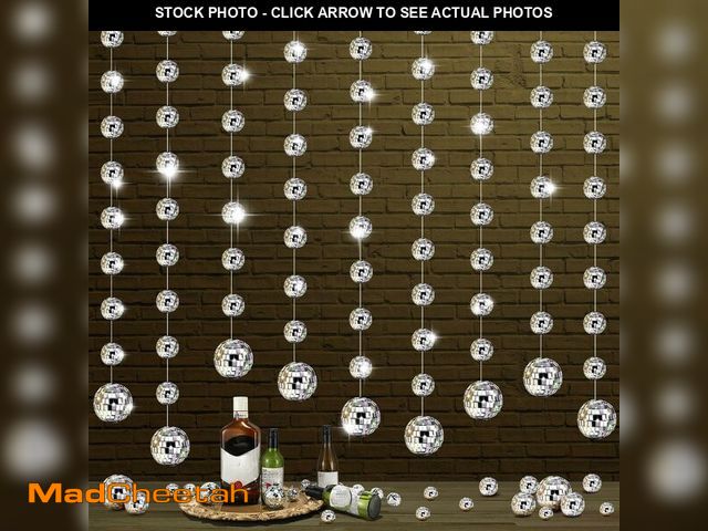 Lot 74-12717430 - Sumind 8 Pack Disco Party Decorations Mini Disco Ball Garlands Silver Mirror Ball Hanging Banner Sil...