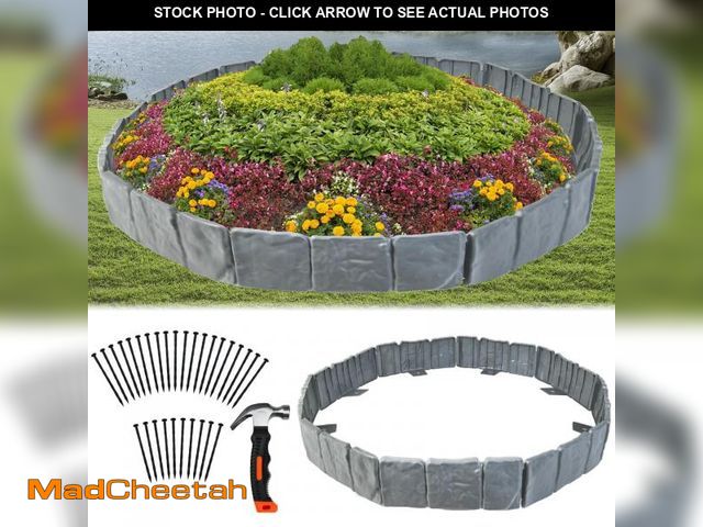 Lot 74-12438036 - KBJALQ Garden Edging Border with Anchoring Spikes,Plastic Landscape Edging Border Imitation Stone Fe...