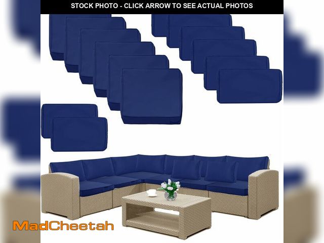 Lot 74-12684853 - Comcaver 14 Pack Patio Cushion Covers Set Outdoor Cushion and Pillow Replacement for 7 Pieces 6 Seat...