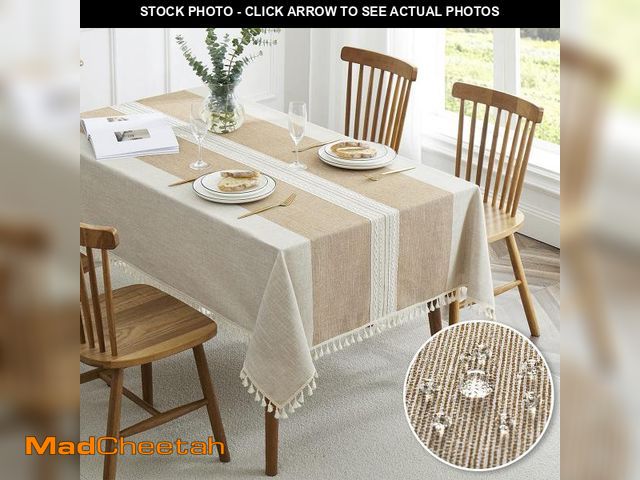 Lot 74-12119948 - QIANQUHUI Embroidered Tablecloth for Dining Table,Dust Proof Spillproof Soil Resistant Cotton Linen ...