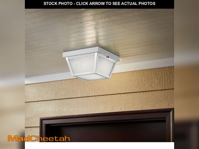 Lot 74-14113485 - Hampton Bay White 2-Light Outdoor Ceiling Light Flush Mount Light - UNUSED