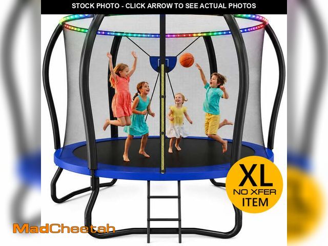 Lot 74-14604535 - SaveJoy 10FT Trampolines for Kids with Safety Enclosure, Basketball Hoop &amp; Lights,  Kids Trampol...