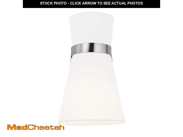 Lot 74-14344085 - Generation Lighting Clark 7 in. 1-Light Brushed Nickel Wall Sconce With White Linen Shade and LED Li...
