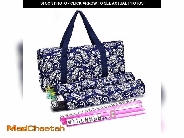 Lot 74-12836914 - American Mahjong Game Set, Blue Paisley Carrying Bag,166 Premium White Tiles, All-in-One Color Rack/...