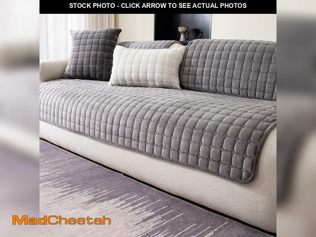 Lot 74-12456375 - MDSASFD Velvet Couch Cover, Washable Sectional Sofa Cover, Anti Slip Sofa Slipcover for 3 Cushion Co...