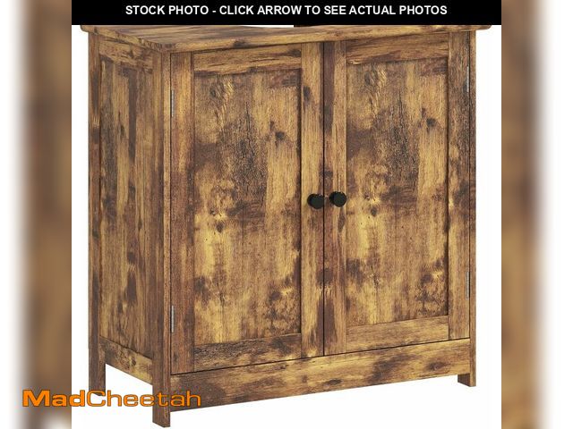 Lot 74-13733776 - HOMCOM Under Sink Bathroom Cabinet, Pedestal Sink Storage Cabinet with 2 Doors, Shelf and U-Shape, R...