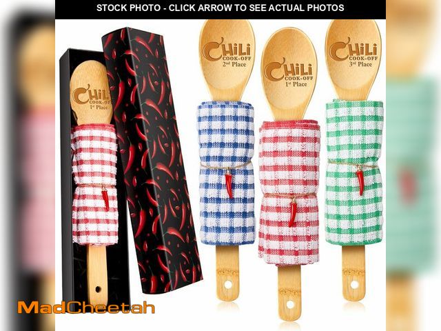 Lot 74-12719192 - Yinkin 3 Pcs Chili Cook off Prizes 1st, 2nd, 3rd, Wooden Spoons for Cook off Trophies Gifts Supplies...