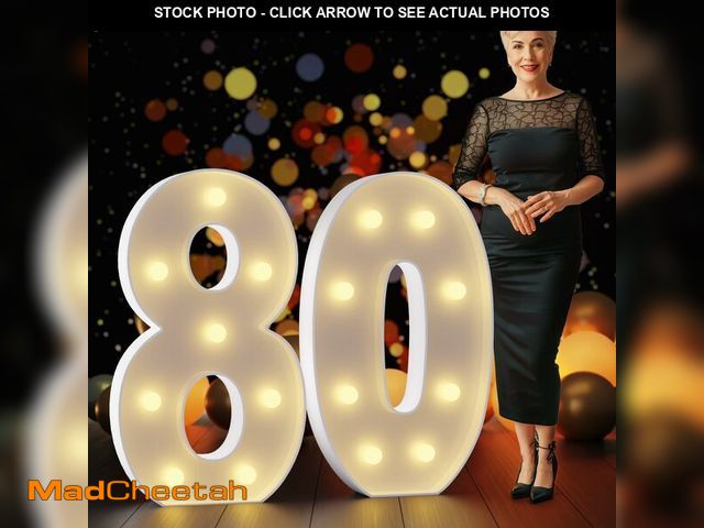 Lot 74-12703330 - Marquee Numbers 3 Feet Tall Large Light Up Numbers 80th Birthday Decorations Women Men Big Yellow Li...