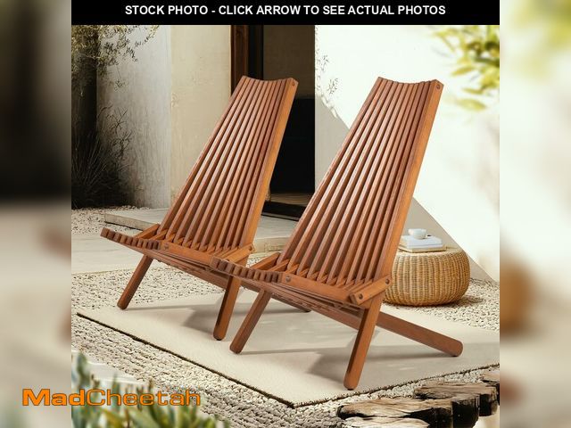 Lot 74-12810155 - IDZO Elina FSC Eucalyptus Tamarack Chairs, 22.5x31.5x36 in, Weatherproof Wood, Lightweight 19 lb Des...