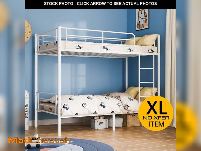 Lot 74-13744074 - (MISSING HARDWARE) Zimtown Metal Bunk Bed Twin Over Twin Heavy Duty Bed Frame with Safety Guard Rail...
