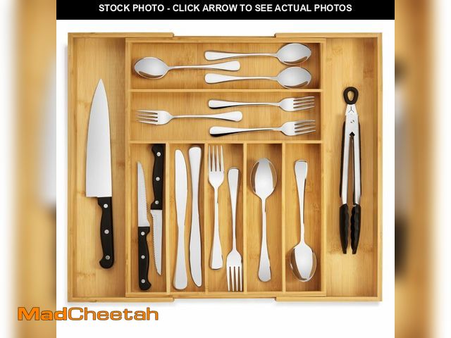 Lot 74-13953546 - Purawood Bamboo Drawer Organizer - Expandable Silverware Organizer &amp; Utensil Drawer Organizer, C...