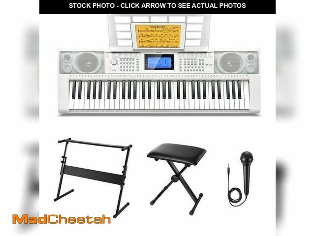 Lot 74-13043194 - Donner Keyboard Piano 61 Key, Electric Keyboard Kit with 249 Voices - Includes Piano Stand, Stool, M...