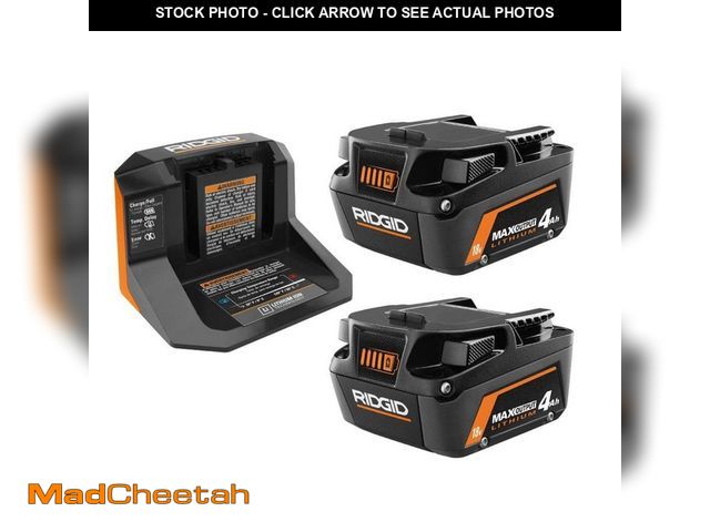 Lot 74-12790294 - Ridgid 18V MAX Output Starter Kit With (2) 4.0 Ah Batteries And Charger - UNUSED