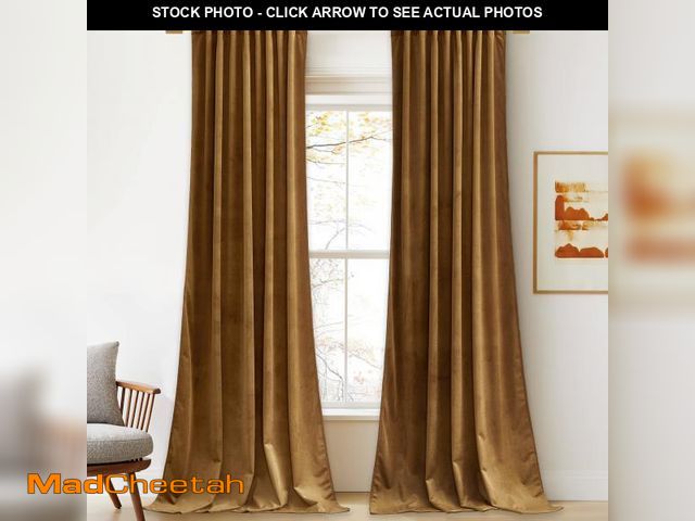 Lot 74-11557005 - StangH Velvet Curtains 84 inches - Gold Brown Blackout Thermal Insulated Window Drapes for Living Ro...