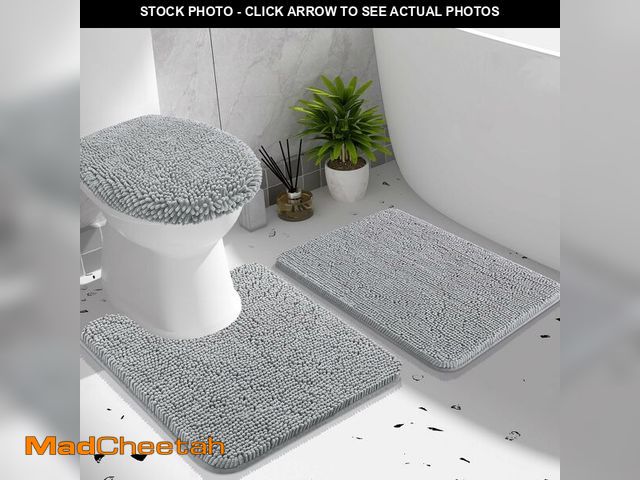 Lot 74-14212009 - OLANLY Bathroom Rugs Sets 3 piece, Soft Absorbent Chenille Bath Mat, U-Shaped Contour Toilet Mat and...